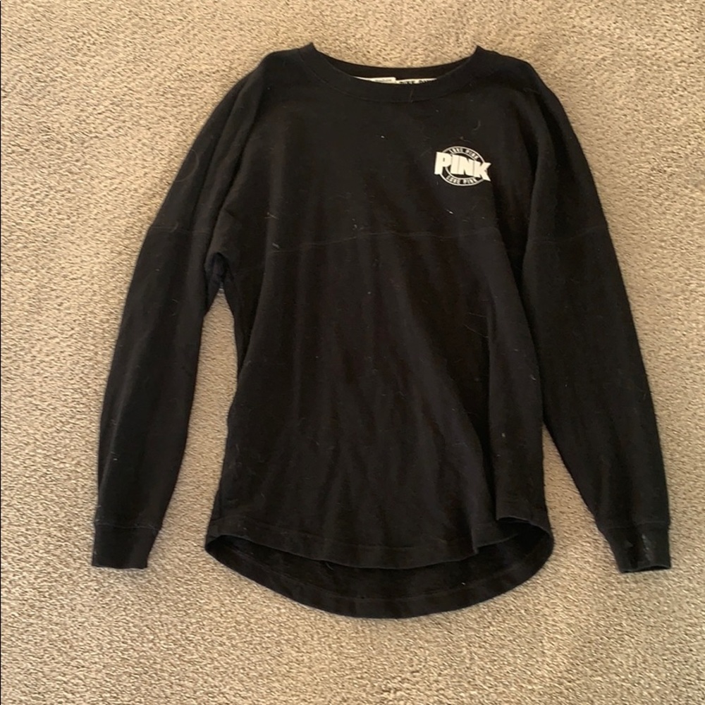 PINK black oversized long sleeve tee